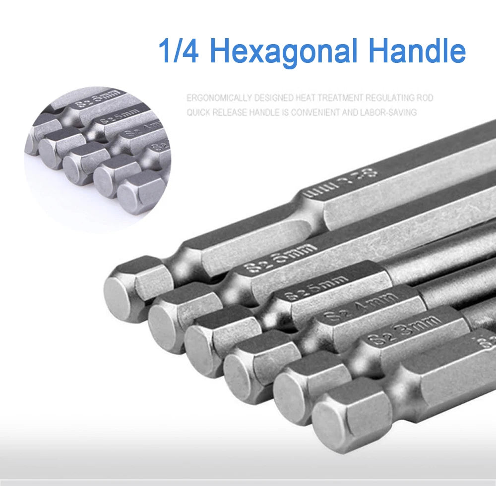 8pcs 100mm Hex Head Allen Wrench Drill Bits Set SAE Metric Allen