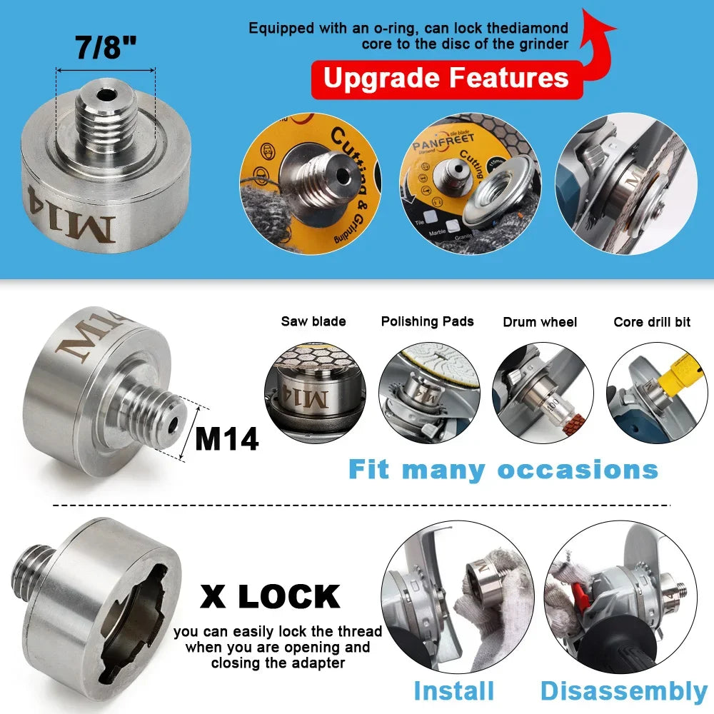 Upgrade X Lock Adapter to M14 or 5/8"-11 Thread for Angle Grinder