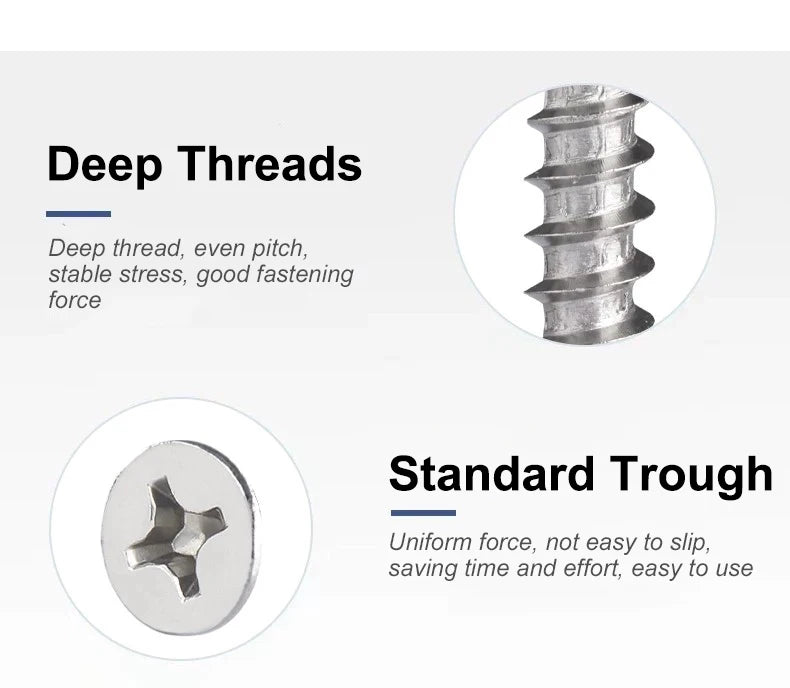 Rust-Resistant M4 x 200mm Flat Head Wood Screws, Self-Tapping & Long