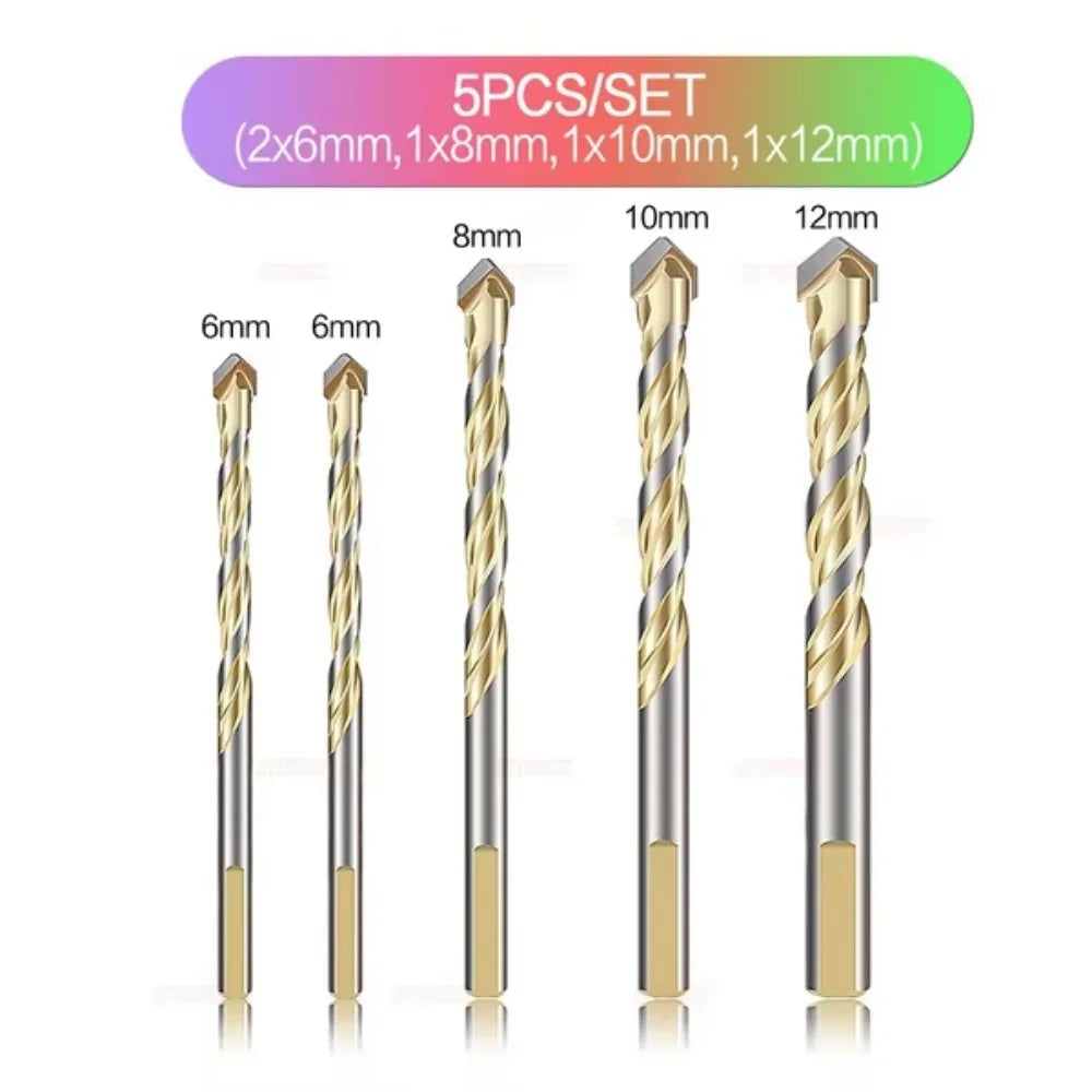 Masonry Drill Bit — 1, 5 & 7-Piece Sets for Concrete, Tile & Soft M
