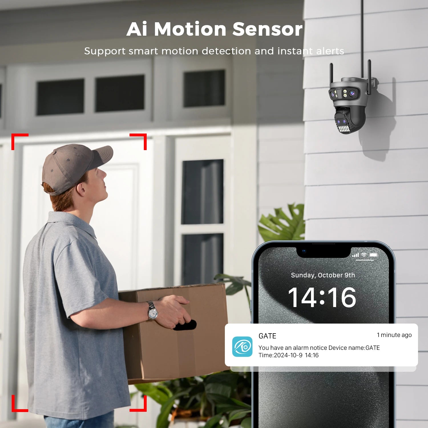 20MP Outdoors Wifi Camera 10K HD Three Lens Security 5G PTZ IP Camera