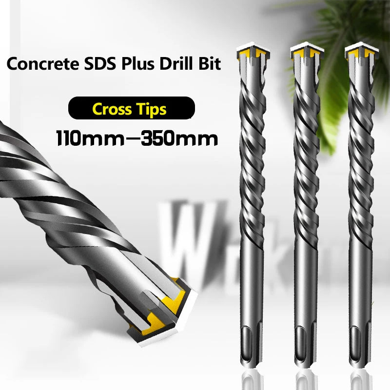 Cross Tips 4 Cutters Concrete SDS Plus Drill Bit 110mm 150 200