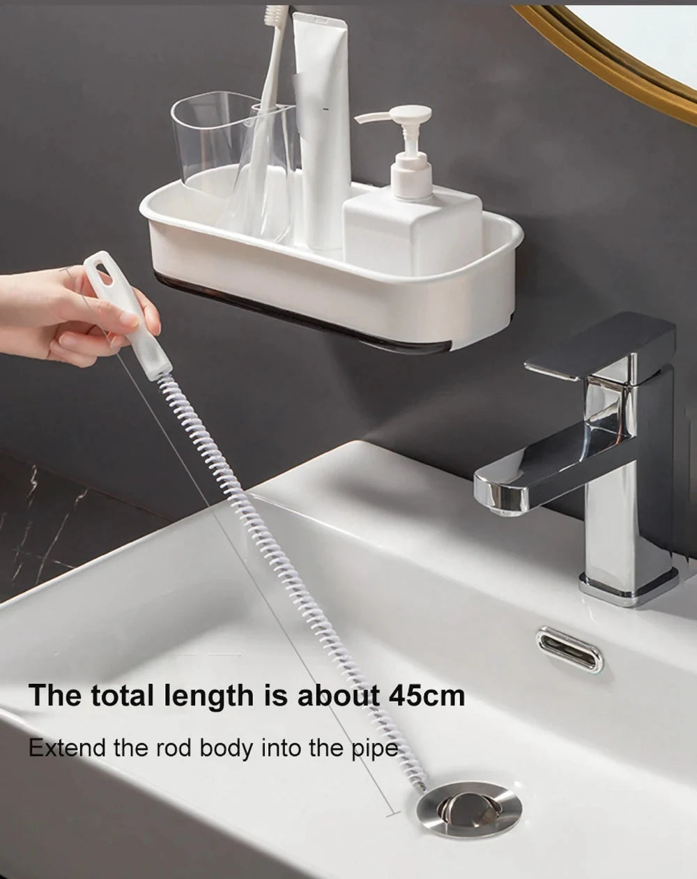 Pipe Dredging Brush Bathroom Hair Sewer Sink Cleaning Brush Drain