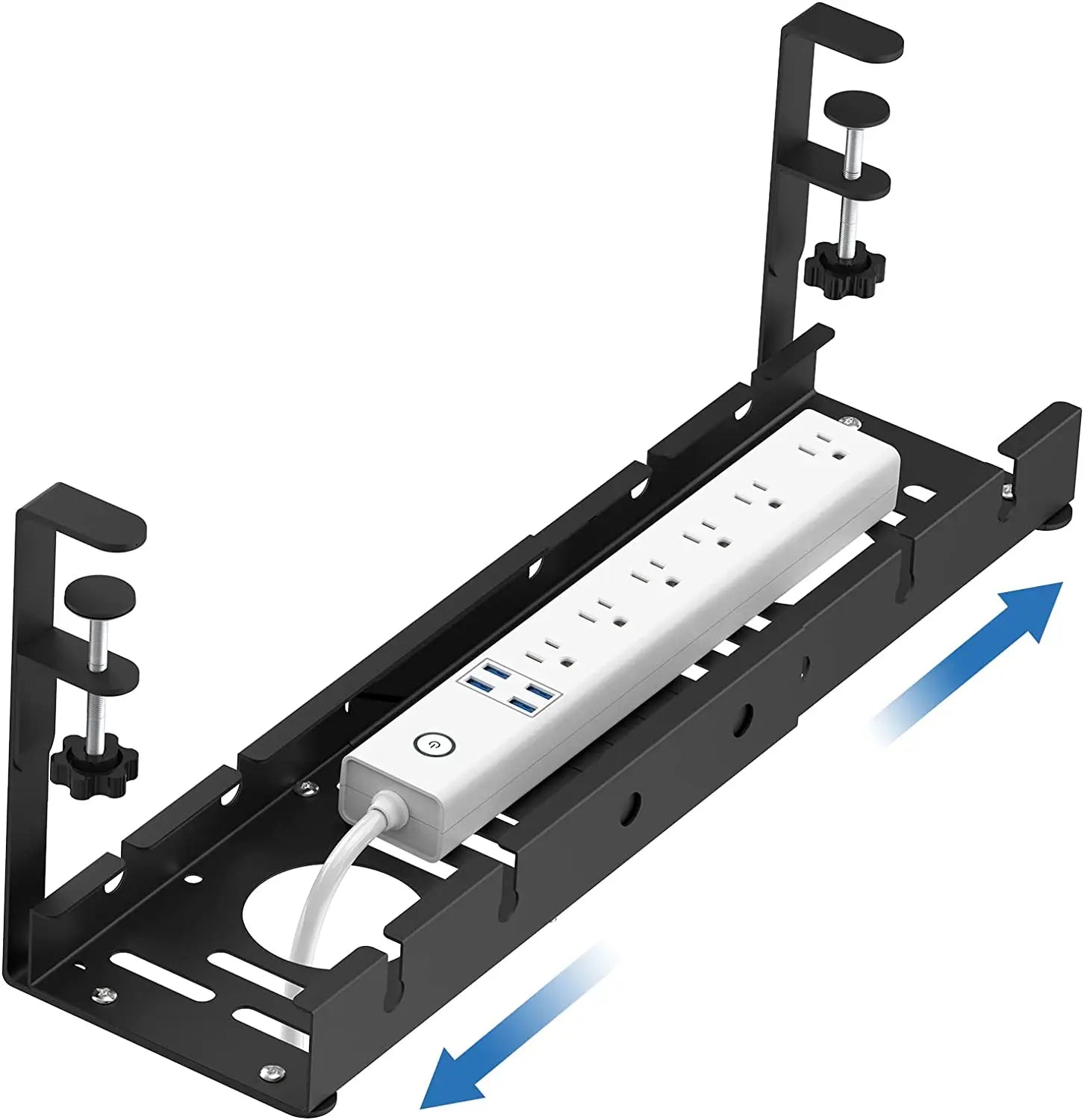 No Drilling Extendable Under Desk Cable Management Metal Cable Tray...