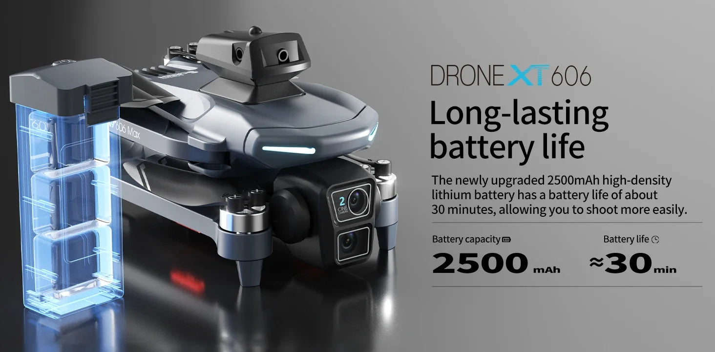 XT606 GPS Drone 8K HD 360° Dual Cameras 5G WiFi FPV Brushless Foldable