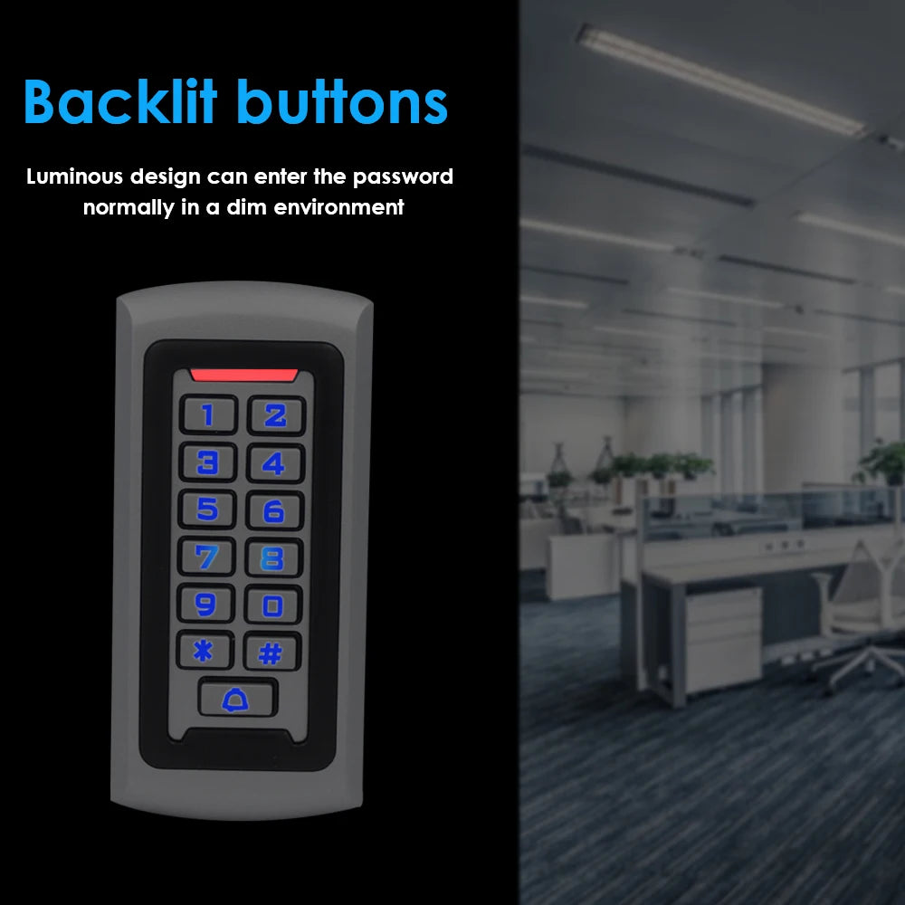 Backlight Metal Keypad Wiegand RFID Card Reader 125khz Access Control