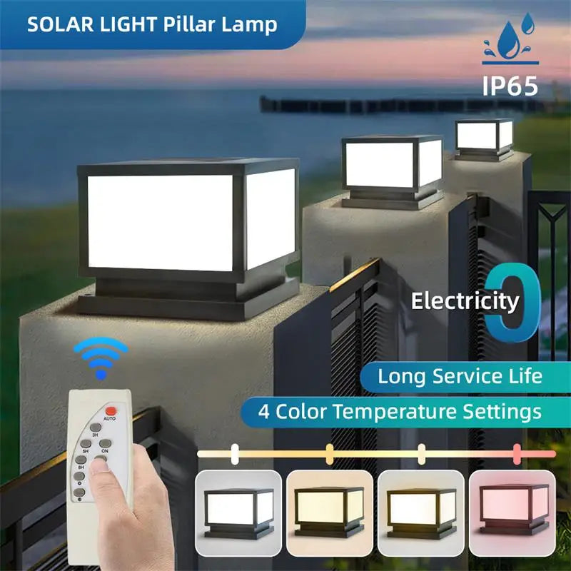 Timed LED Solar Outdoor Light Pillar Solar Lights Waterproof Thick