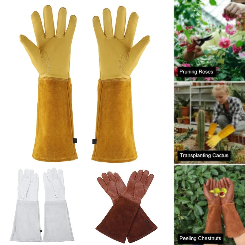 1 Pair Gardening Rose Pruning Gauntlet Heavy Duty Gloves Thorn Proof