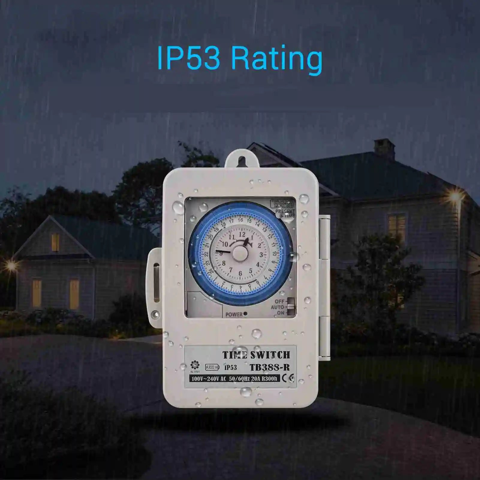 IP53 Mechanical 24hr Timer Switch 96 Settings – AC 100-240V DIN Box