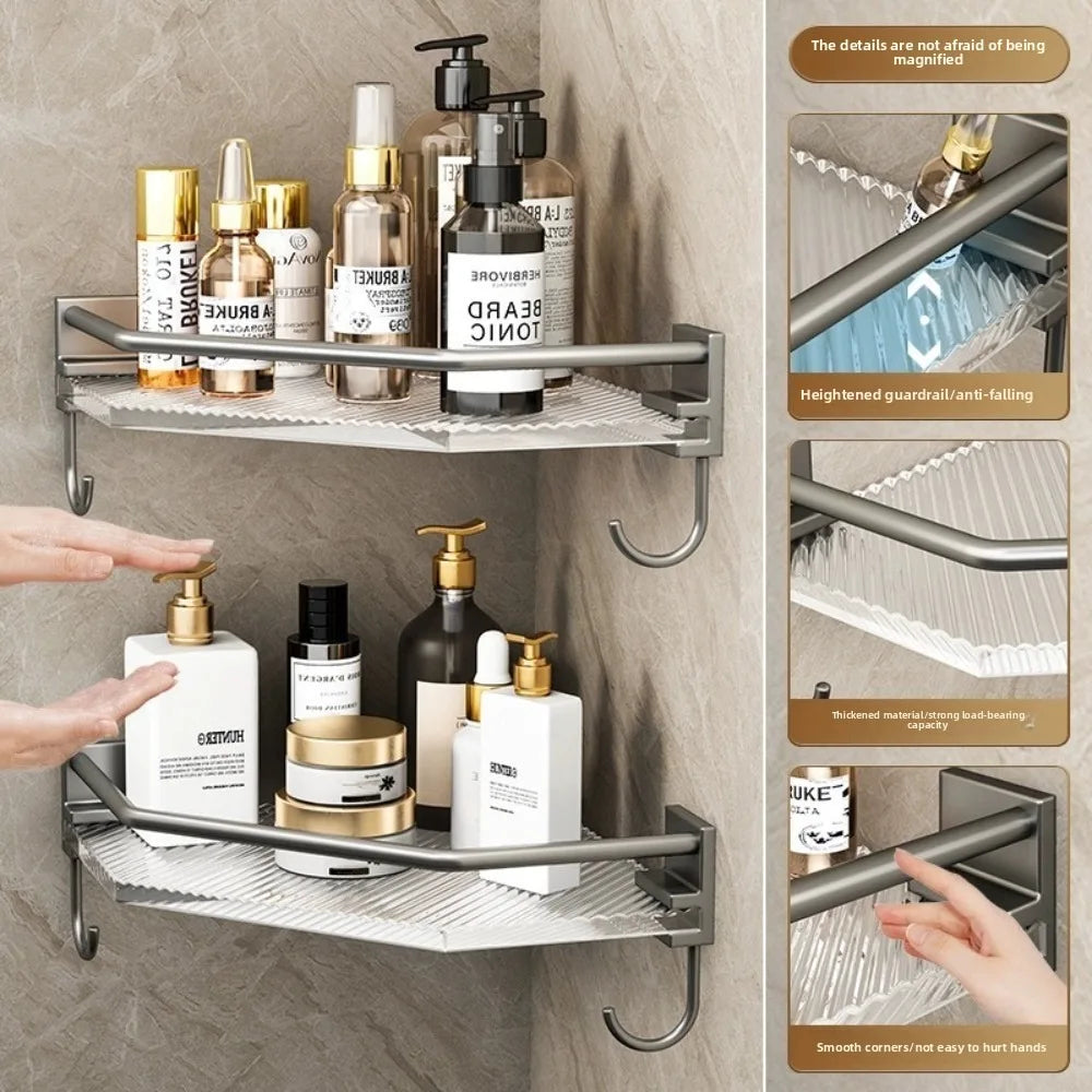 Wall Shelf No Drill Acrylic Triangle Bathroom Shelf Wall Mount Corner