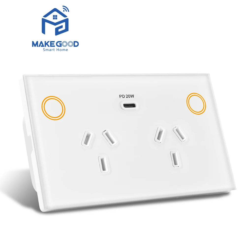 WIFI MakeGood AU Standard Wifi 2.4G 2400W Tempered Glass Panel Tuya