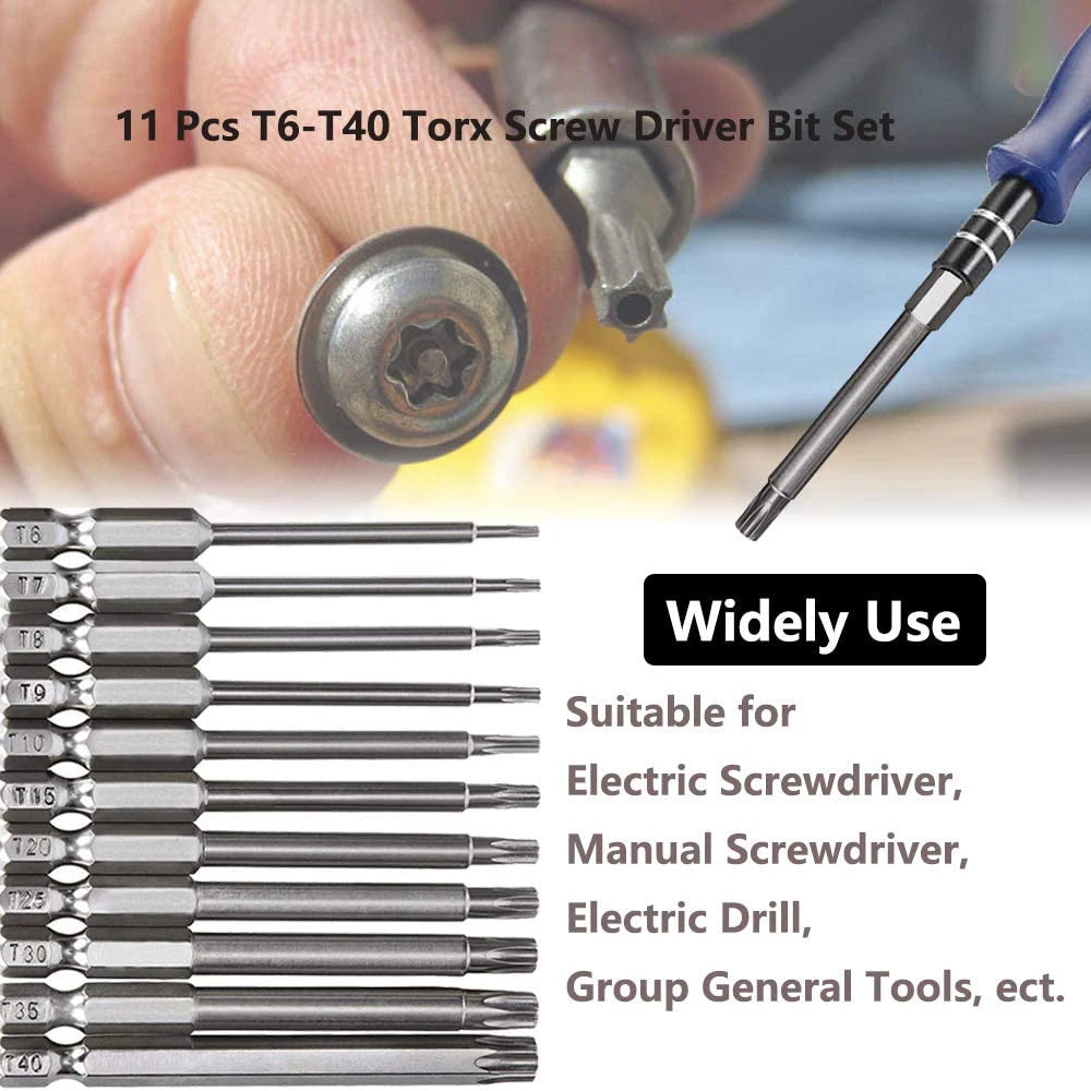 12Pcs Hex Bits Driver Tamper Proof Security Drill Magnetic Bit Set