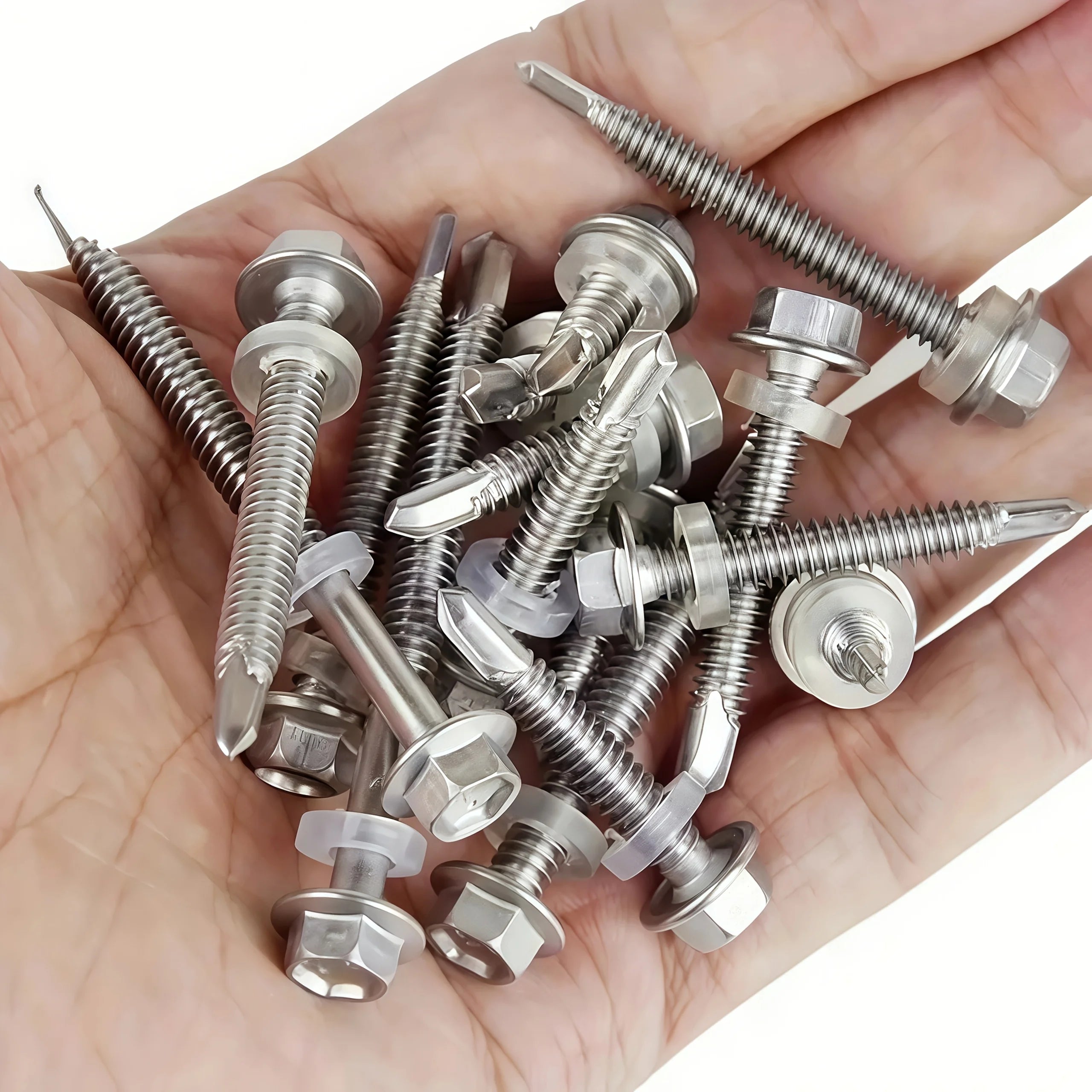 100pcs 410 Stainless Steel Magnetic Hex Washer Head TEK Self-Tapping