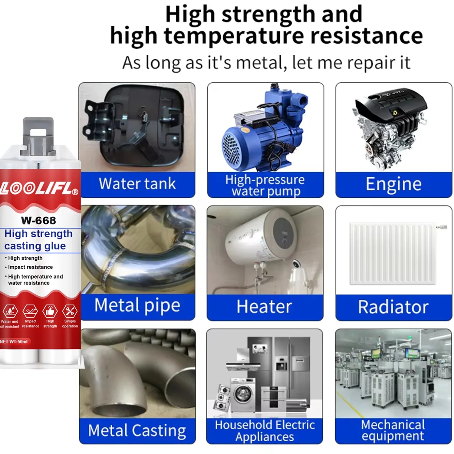 LOOLIFL High Temperature Glue for Metal Welding Strength Repair