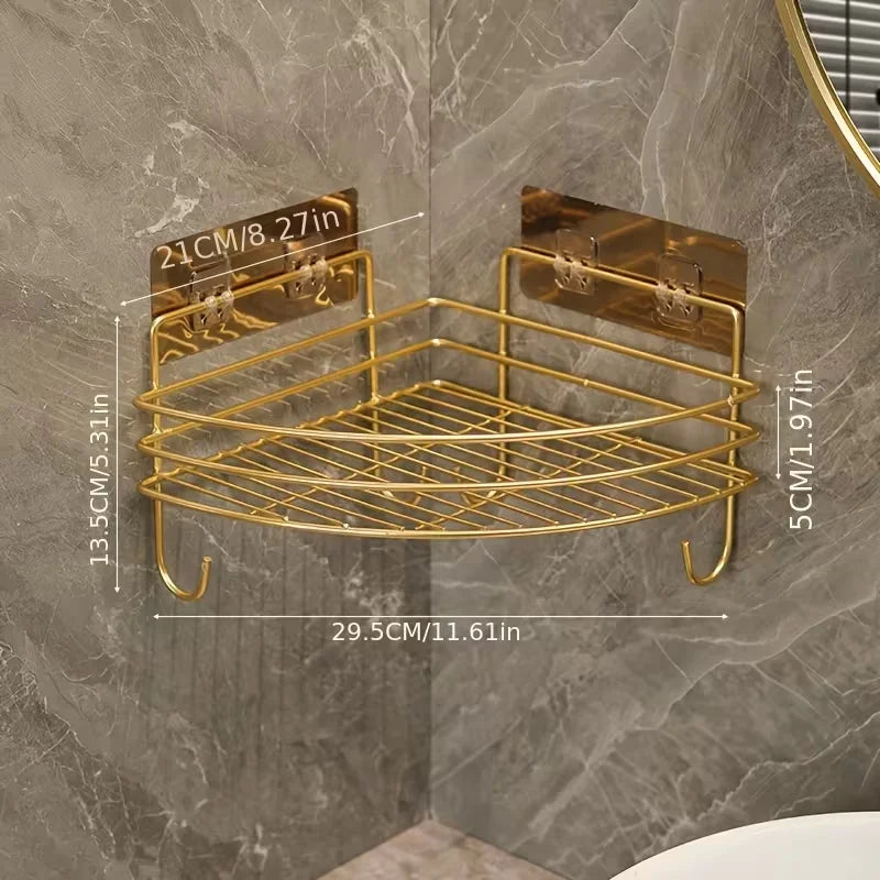 2pcs Luxury Metal Corner Shelves - Wall-Mounted, Painted Finish