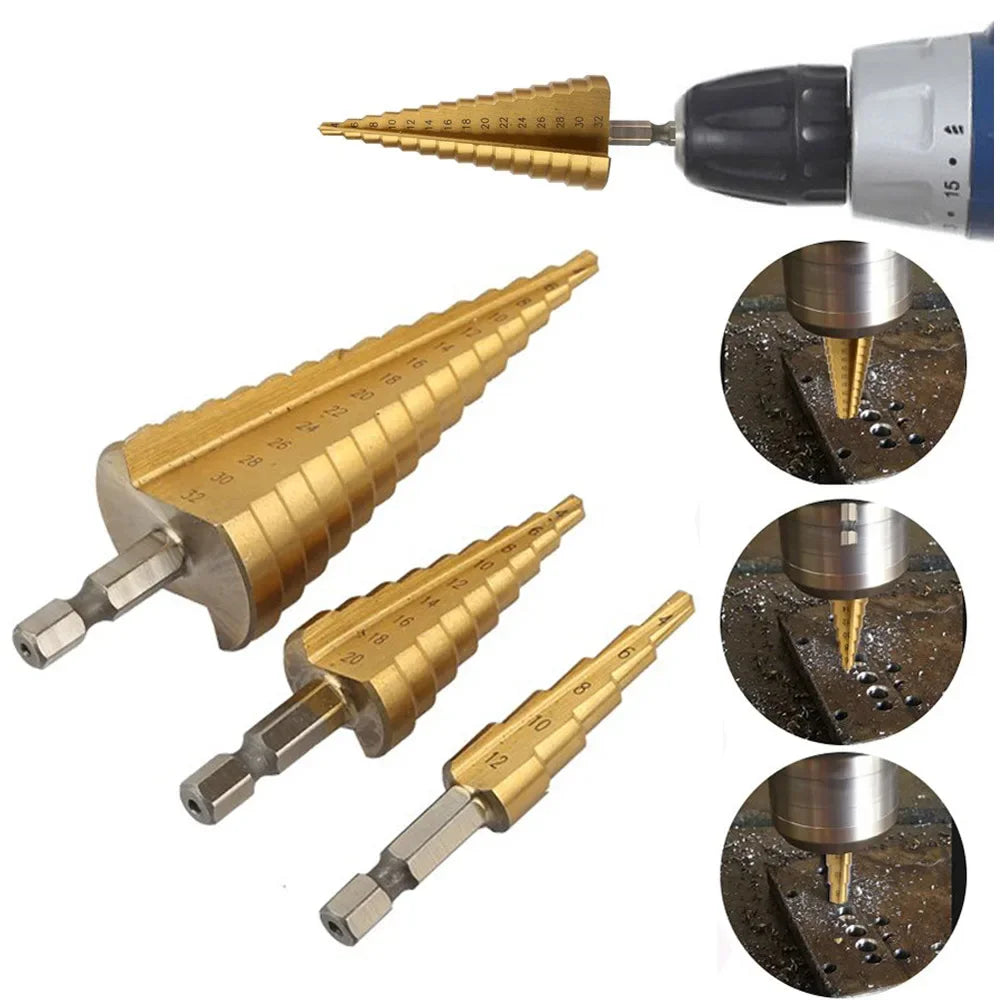 4-12 4-20 4-32 MM HSS Titanium Coated Step Drill Bit Drilling Power