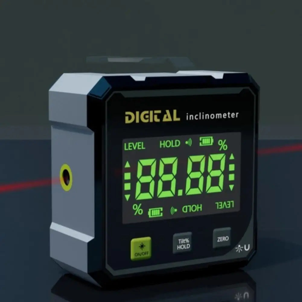 Smart Laser Digital Inclinometer Level Box 4-Side Magnetic 360° High