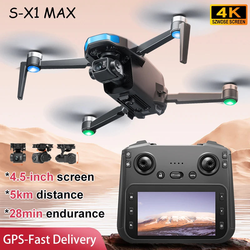 S-X1 MAX GPS Drone Professional 4K Camera 3-axis Gimbal Aerial FPV