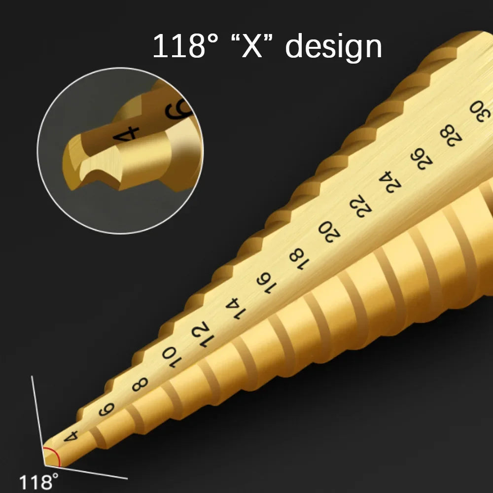 4-12 4-20 4-32 MM HSS Titanium Coated Step Drill Bit Drilling Power