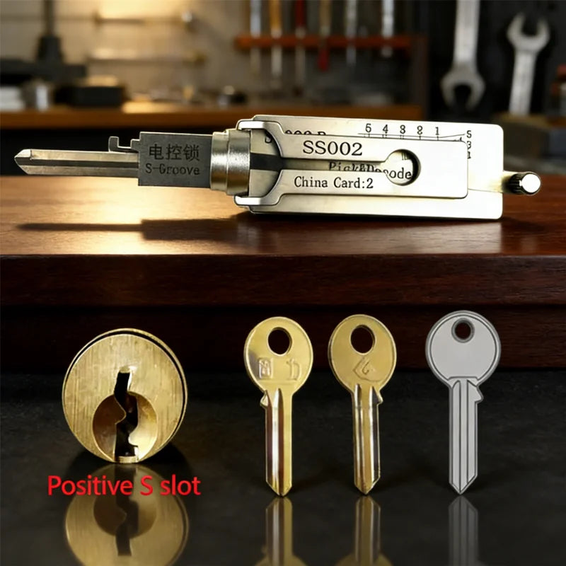 SS002 Locksmith Tool Set 2-in-1 Implement for Door Lock Servicing