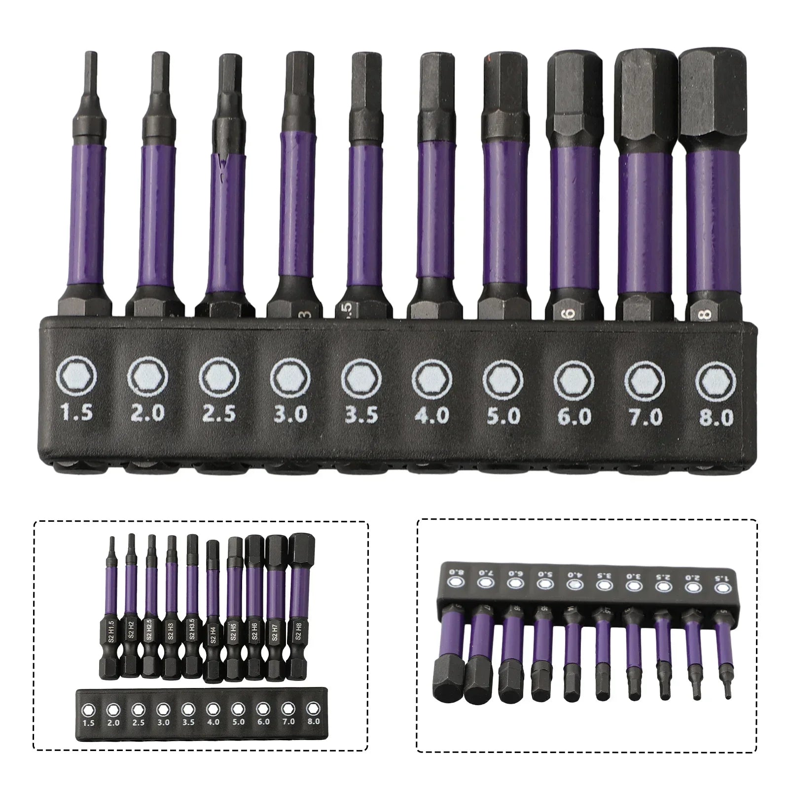 10Pcs Hex Head Wrench Drill Bit With Screwdrivers Bit Holder Set 1/4"