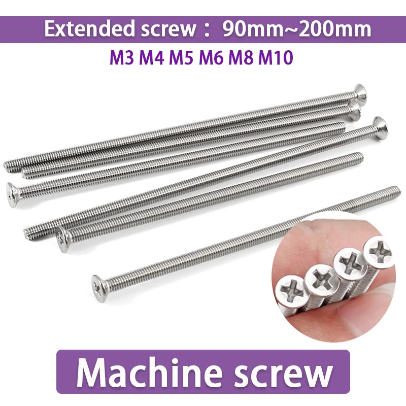 M3 M4 M5 M6 M8 M10 Lengthened Cross Flat Countersunk Head Bolts Extra