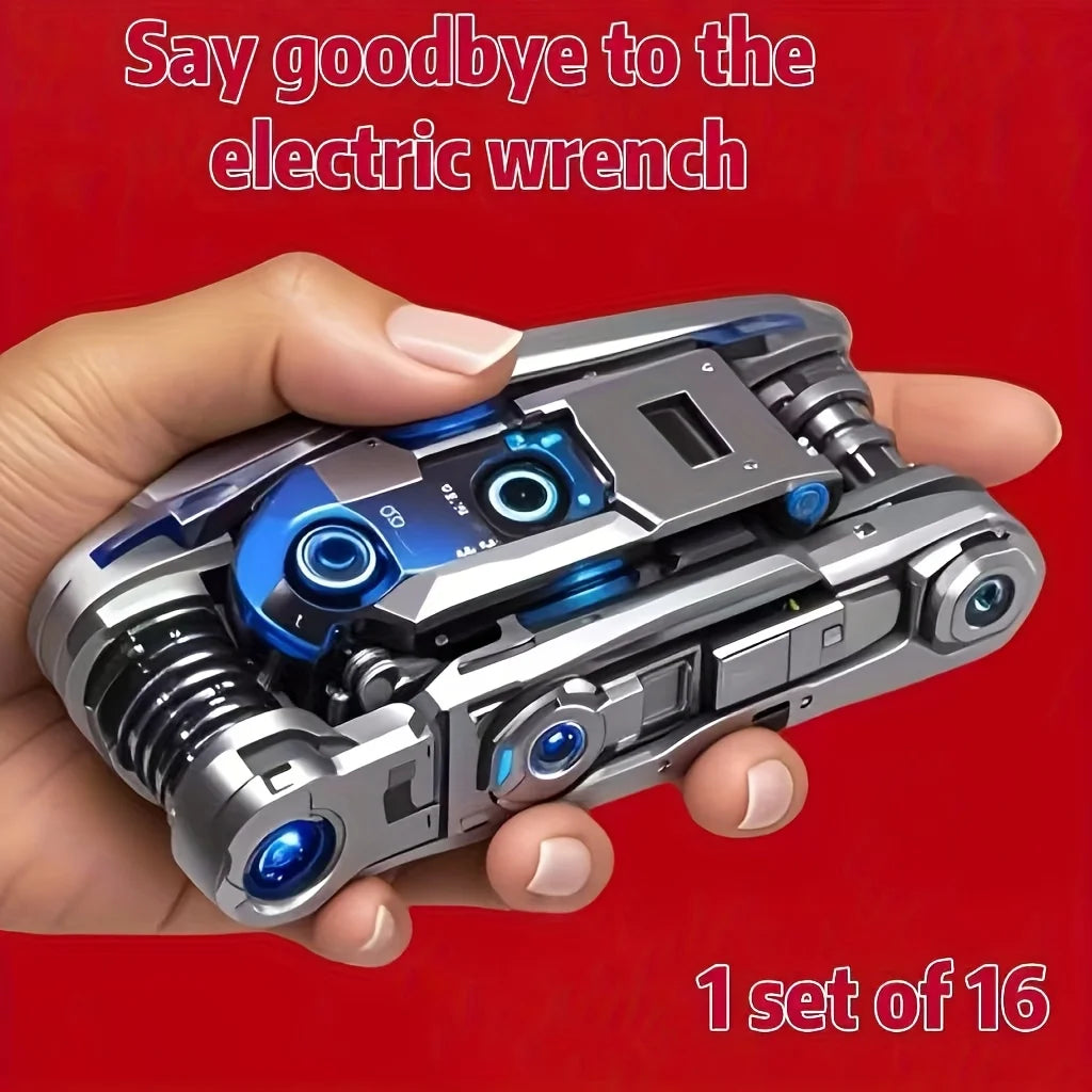 16-in-1 Socket Wrench Set, Non-Slip Rotating Head. Durable Stainless
