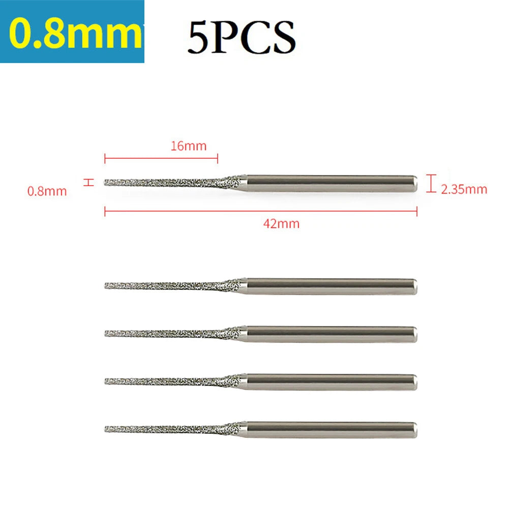Diamond Coated Micro Drill Bits — 0.8mm to 2.5mm 5-Pack | 2.35mm Sh