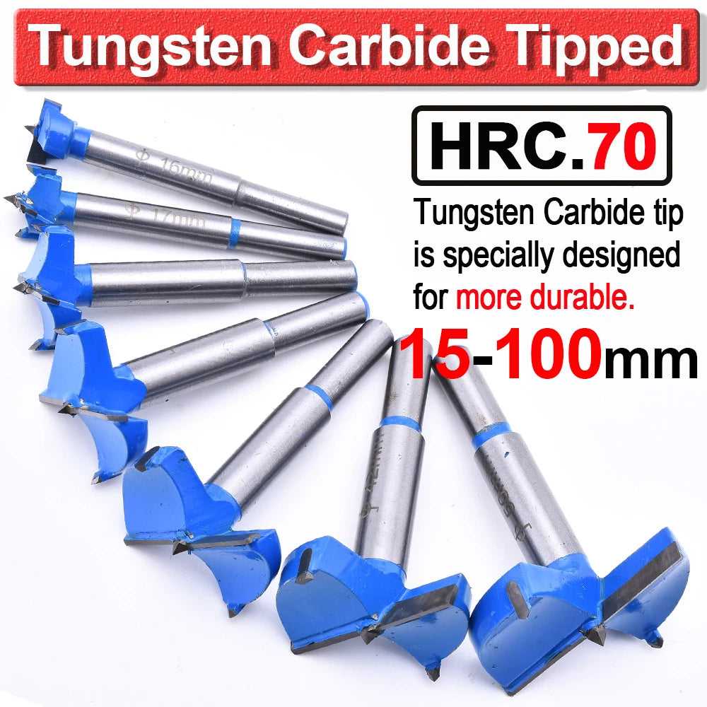 Carbide Tipped Forstner Bit Set — 15mm to 100mm for Wood, Plastic &...