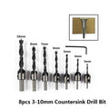 SIQICNC 3mm-10mm HSS Countersunk Bit Set Reamer Woodworking Chamfer