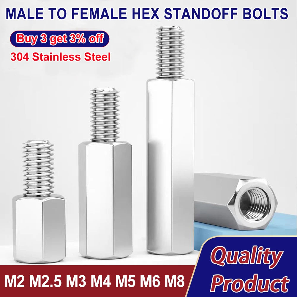 304 Stainless Steel Standoff PCB Support Male To Female Hex Board
