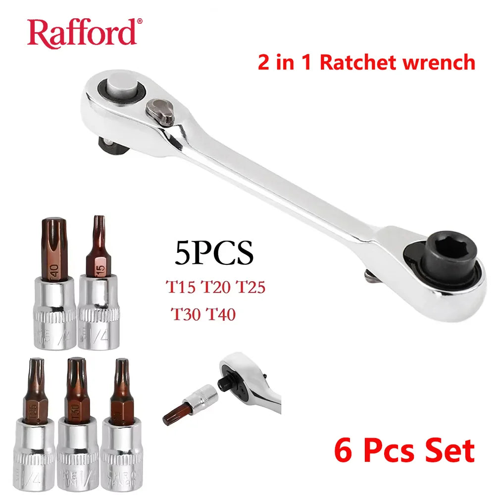 Rafford Mini Treble 1/4 Ratchet Wrench Double Ended Quick Socket