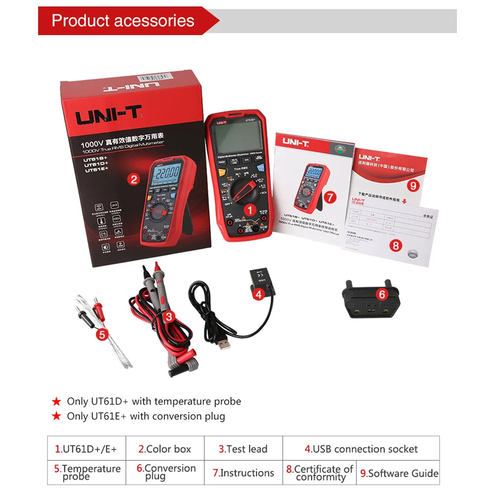 UNI T UT61B+ UT61E+ UT61D+ Smart Professional Digital Multimeter