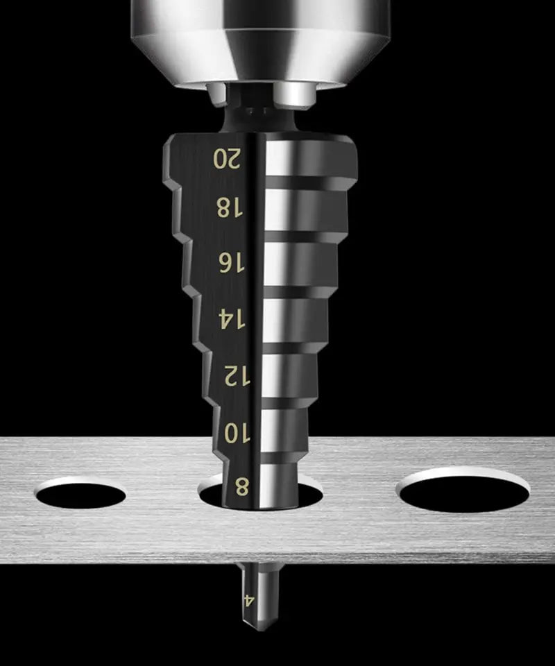 3Pcs HSS Straight Groove Step Drill Bit 3-12mm 4-12mm 4-20mm Nitride