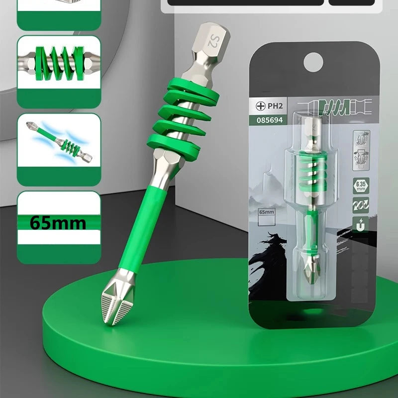 Anti-Slip Magnetic PH2 Screwdriver Bit with Spring — 65mm, 90mm & 1