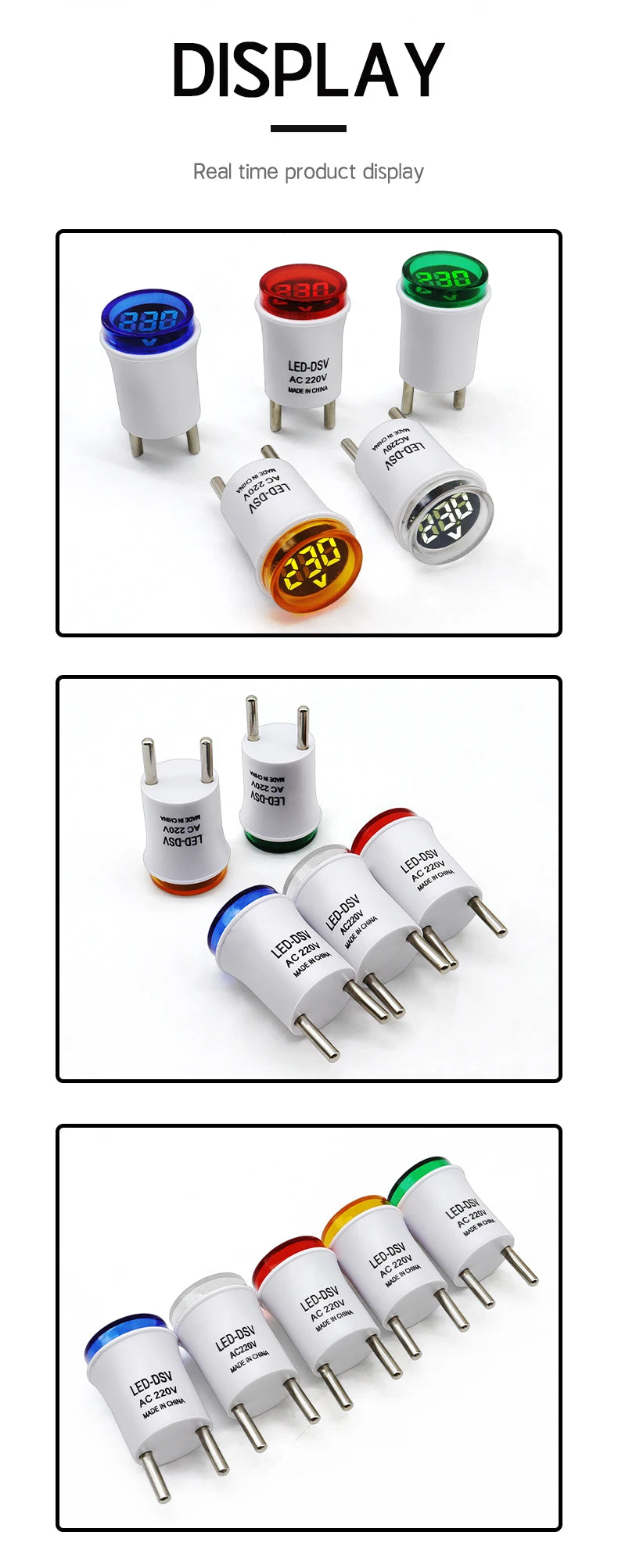 AC50-500V Digital Round LED Display Volt Tester Detector Voltmeter