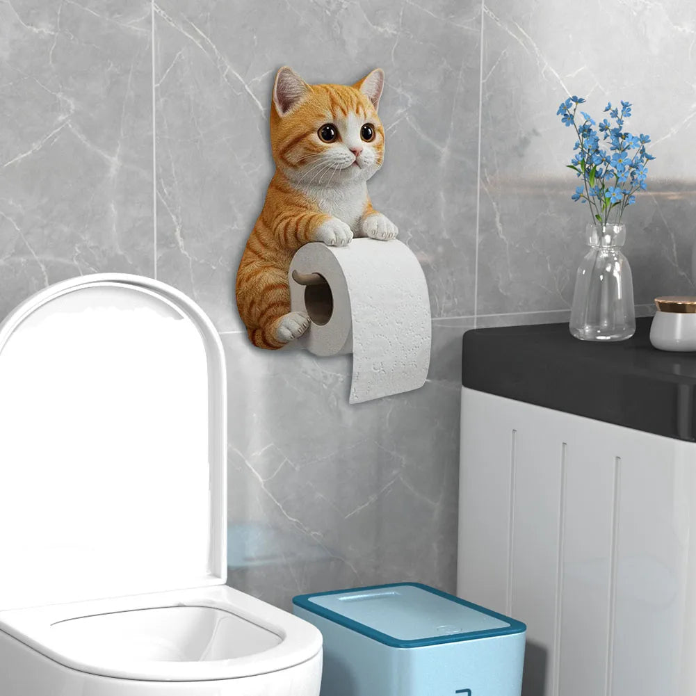 Wall Mounted Toilet Paper Roll Holder Decorative Cat Shape Paper