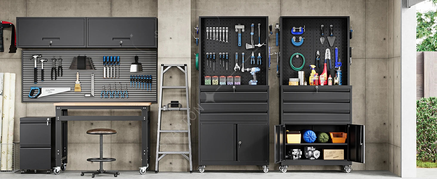 71" Rolling Steel Garage Cabinet – 3 Drawers, 2 Doors & Adjustable