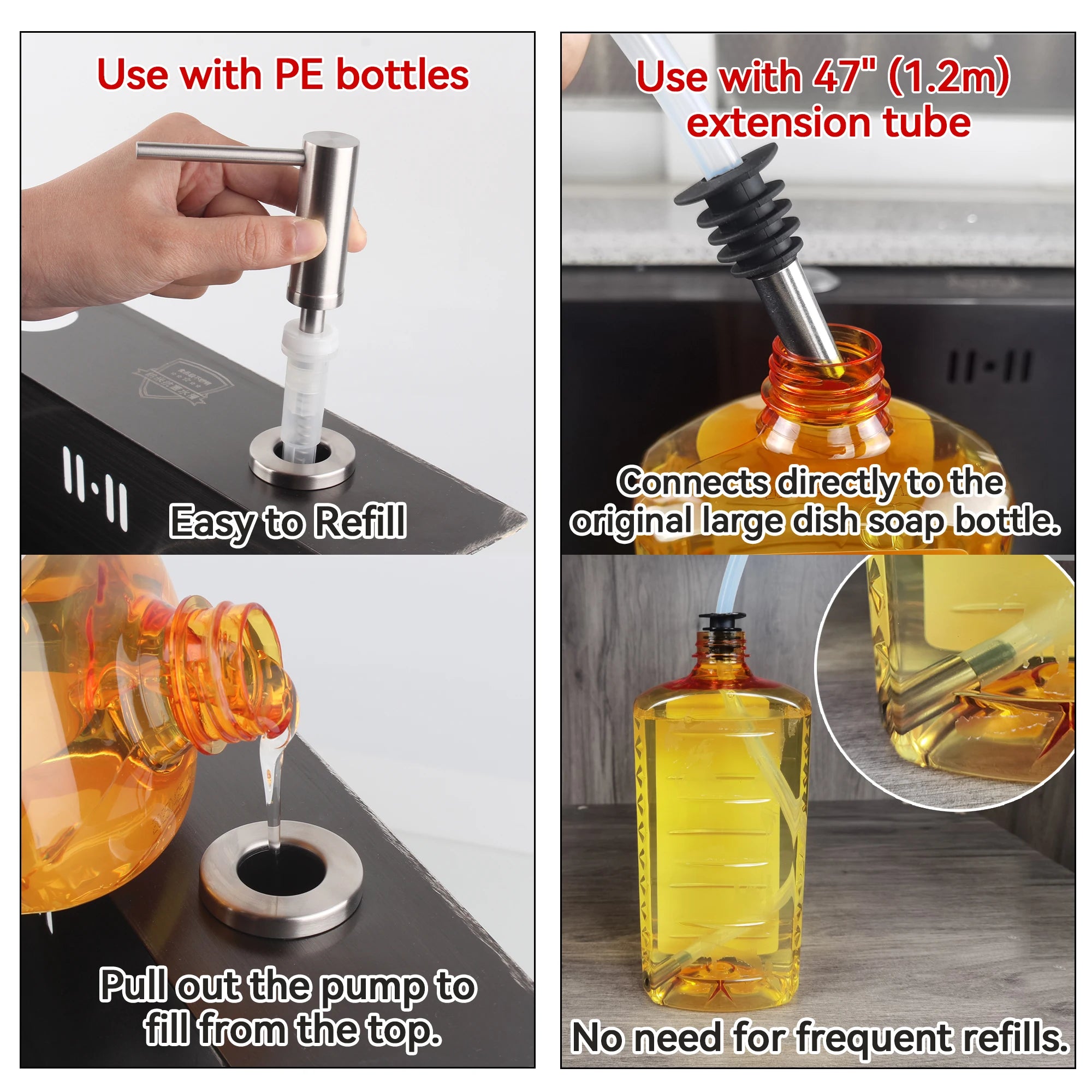 Solid 304 Stainless Steel Soap Dispenser for Kitchen Sink