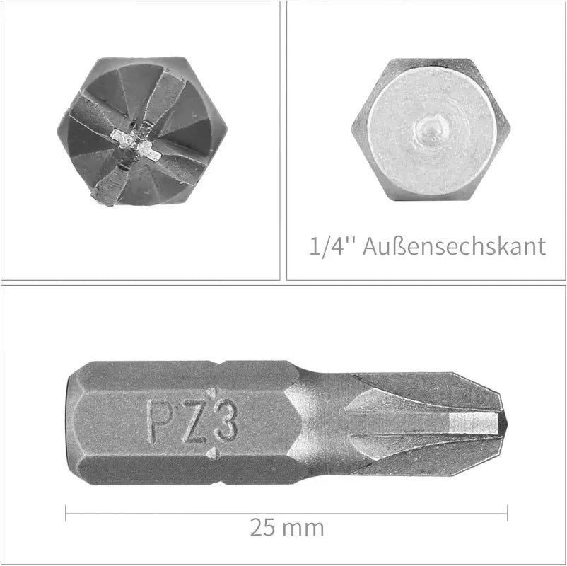 PZ1 PZ2 PZ3 S2 Steel Screwdrivers Bit Set for Wood Electric Hex Shank