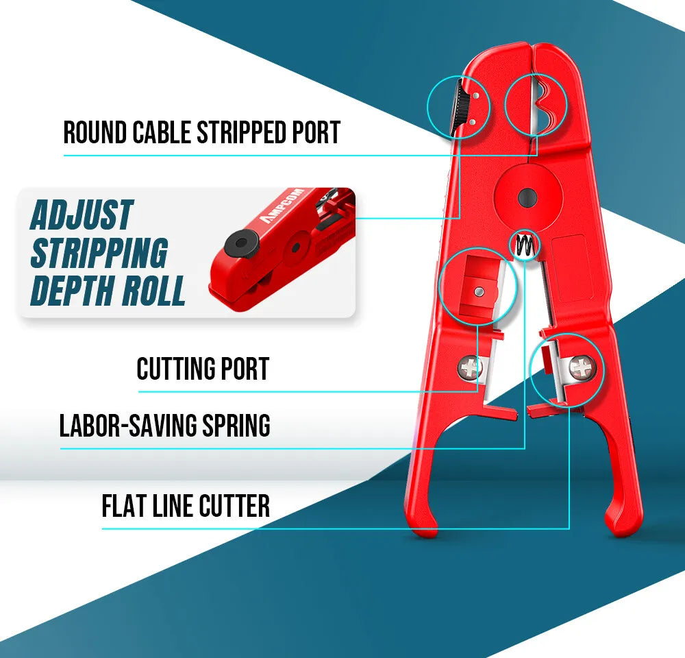 AMPCOM RJ45 Pass-Through Crimping Kit – Crimper, Punch-Down & Tester