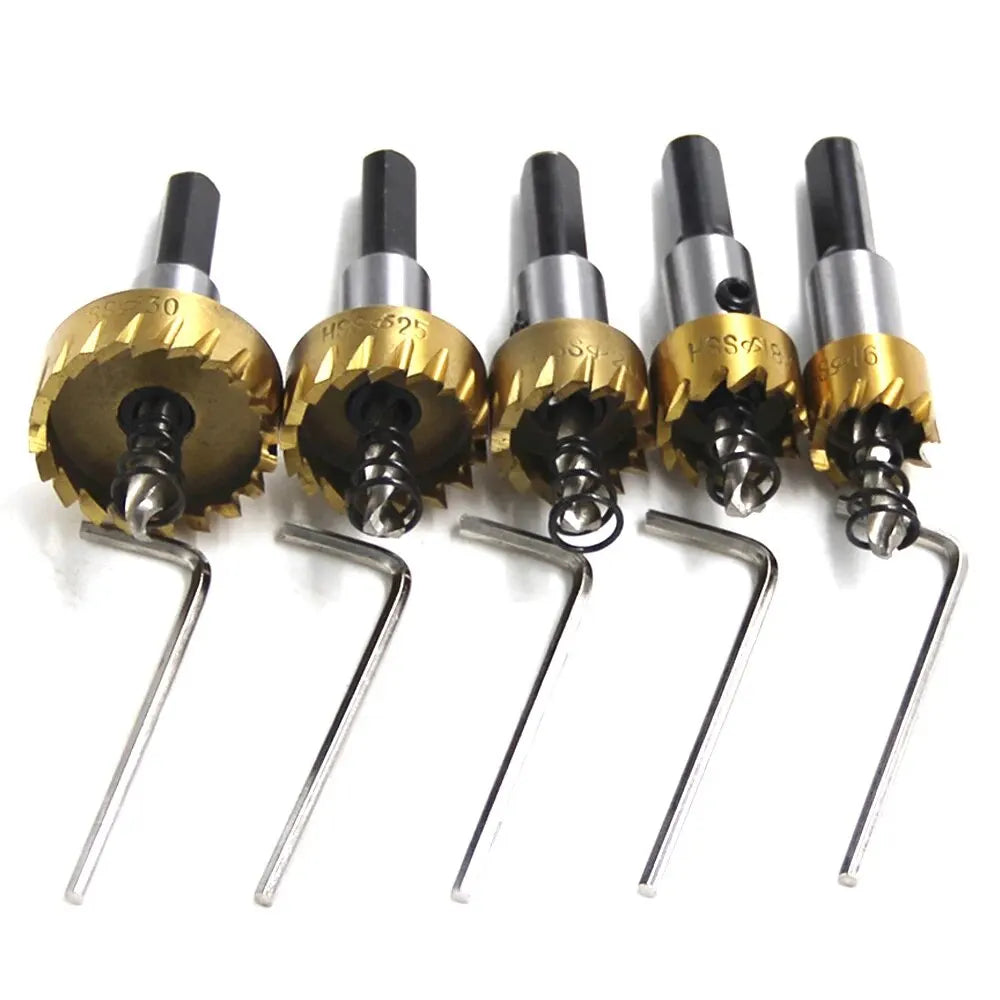 5pc Titanium Plated Serrated Hole Opener Gold Aluminum Plate Iron P...