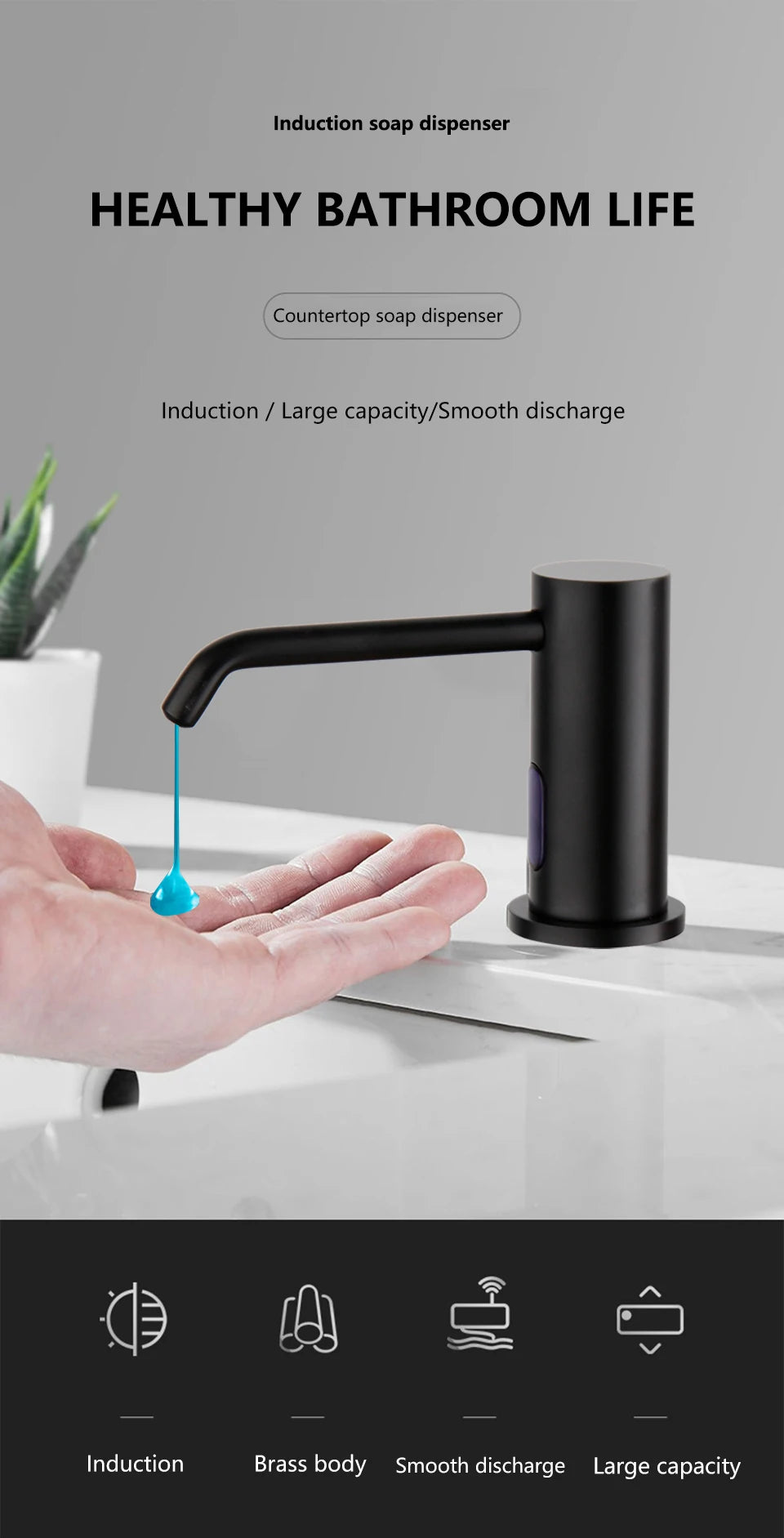 Torayvino Automatic Liquid Soap Dispenser Sensor Solid Brass 500 ML