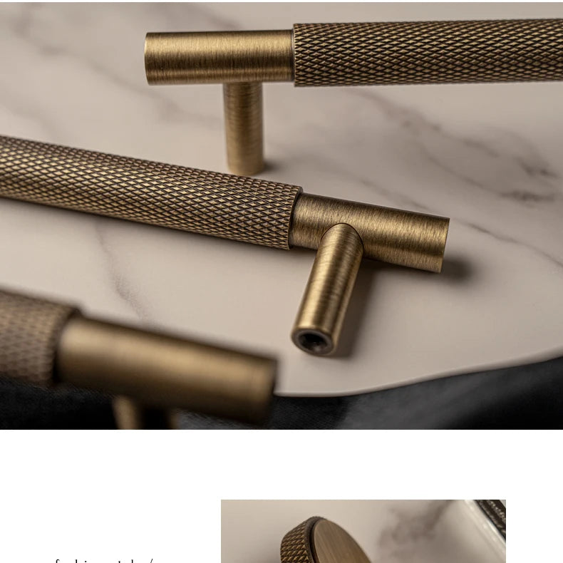 Santaya Brass Diamond-cut Cross Knurl Pattern Antique Kitchen Cabinet