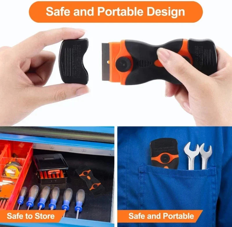 Plastic & Metal Razor Blade Scraper, Window Glass Cleaner, Vinyl Film