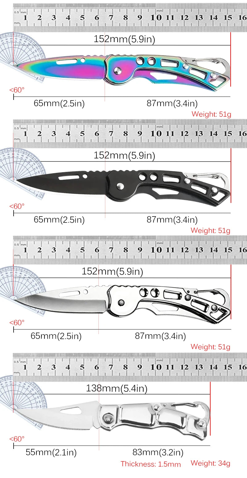 Folding Fruit Knife Stainless Steel Meat Cleaver Kitchen Knife with