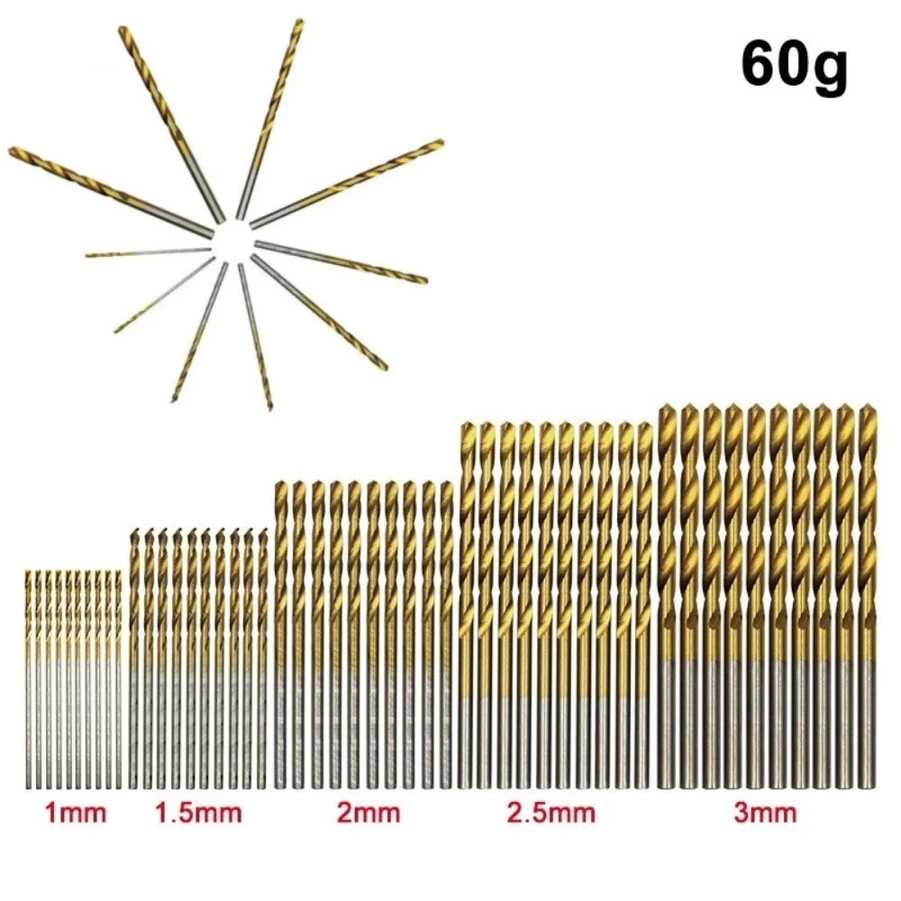 50PCS M35 Titanium Plated Twists Drill 1mm-3mm Twist Drill Steel