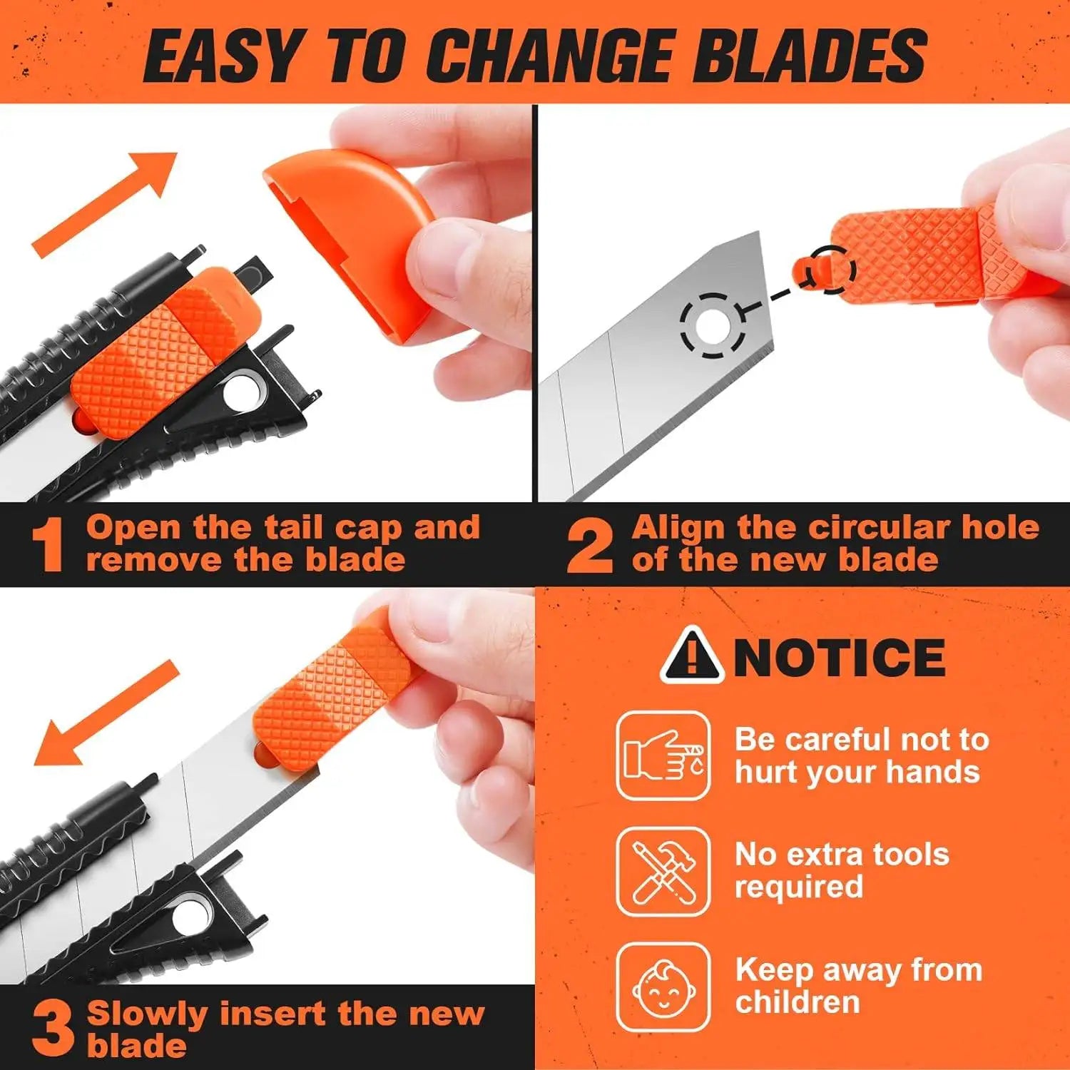 3 Pack Utility Knife Box Cutter Retractable