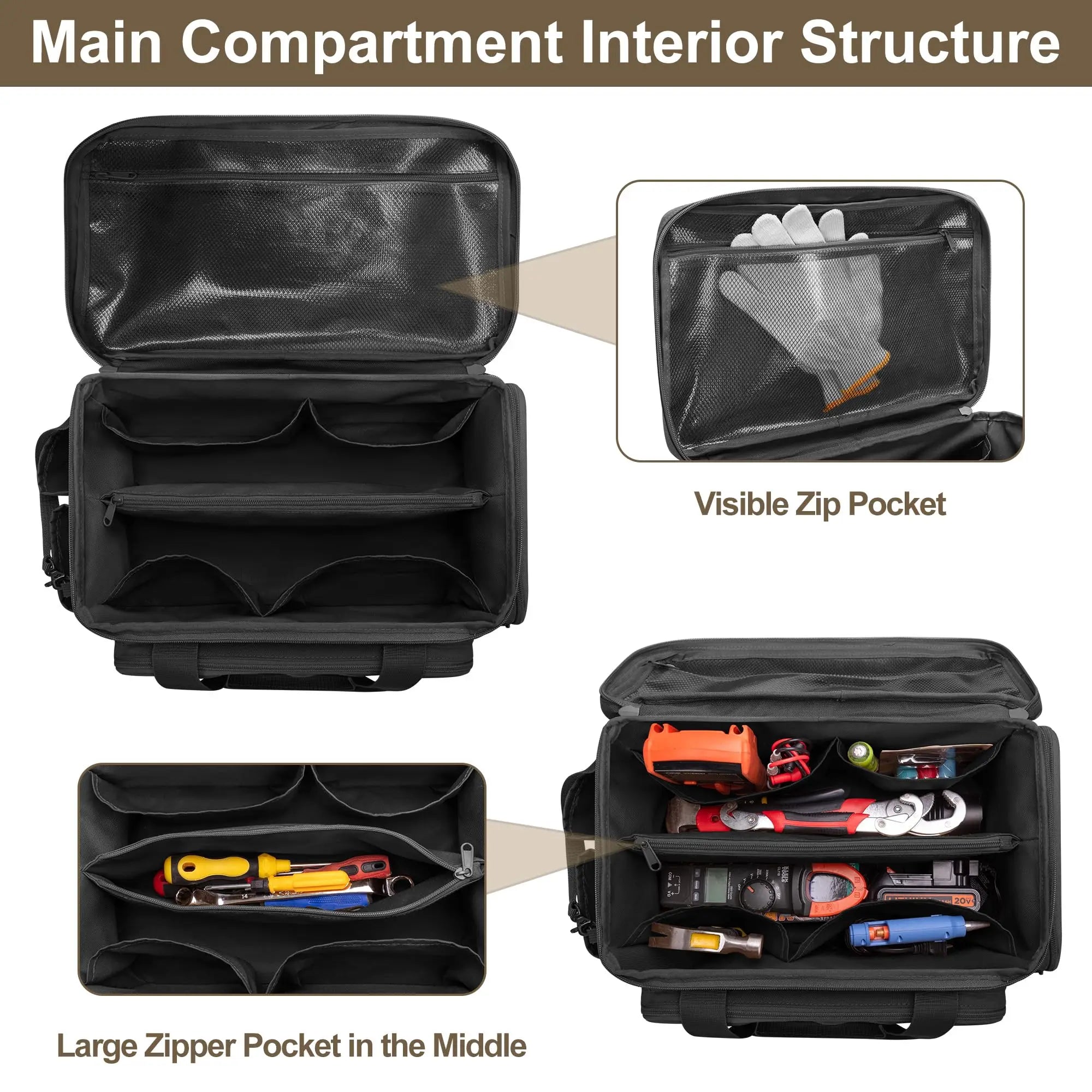 14inch Multifunctional Tool Bag Thickened Large Capacity Waterproofed