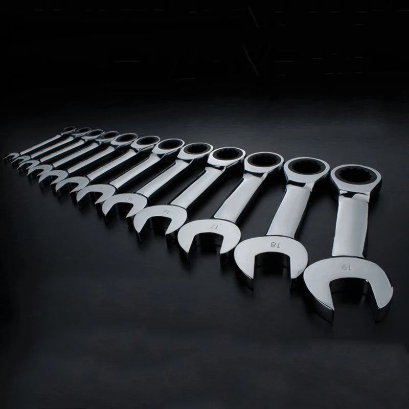 8-19mm Short Handle Ratchet Handle Wrench CR-V Combination Wrenches